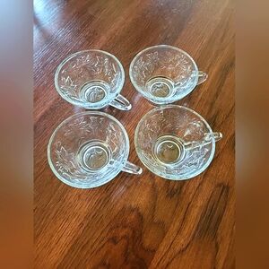 Vintage Princess House Fantasia Crystal Tea Punch Cup Embossed Floral Set Of 4